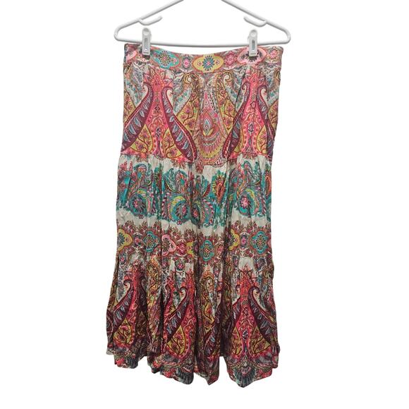 NWOT Soft Surroundings Kara Skirt In Border Scarf PM 6 Petite Boho Bohemian Maxi - Picture 1 of 5